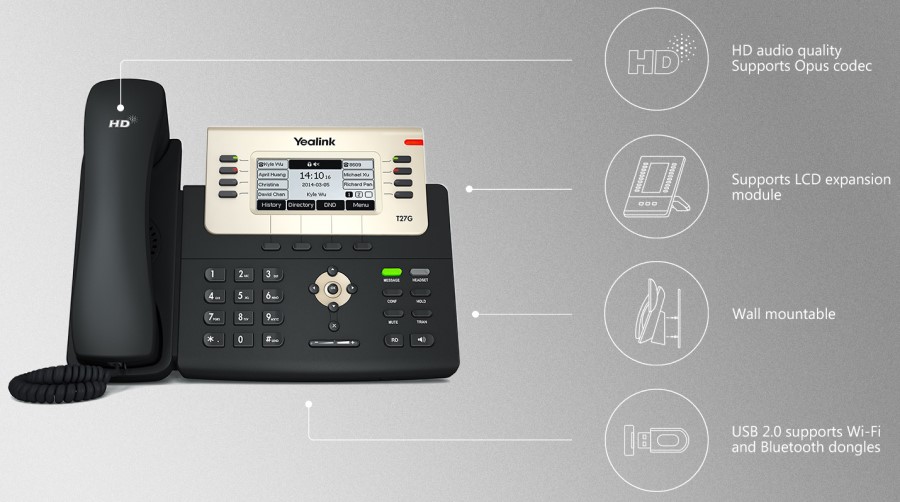 Điện thoại IP yealink T27G sử dụng cho bộ phận tiếp tân Điện thoại IP yealink T27G sử dụng cho bộ phận tiếp tân