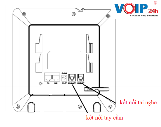 Cắm tay cầm hoặc tai nghe vào thân máy.